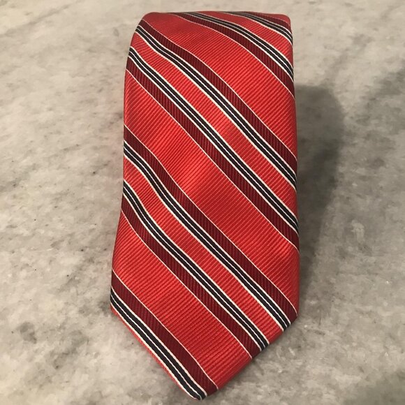 Robert Talbott Carmel Silk Tie Mens Red Striped Best of Class Made USA 3.75" 59" - Picture 1 of 8